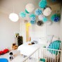 Декор бумажные Помпоны 35см (голубой)