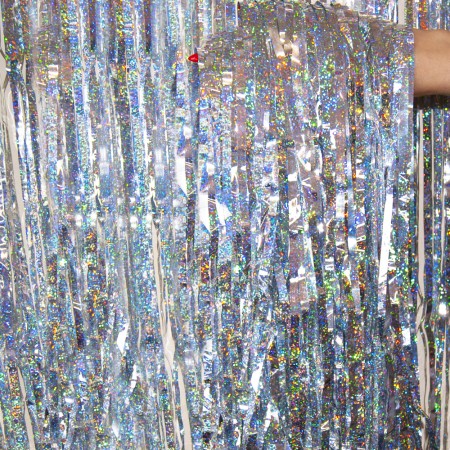 Шторка для фотозоны голограмма 1х2м серебро