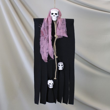 Декор для Хелловіну Примарний Череп (95см) чорний з попелом троянди 10083