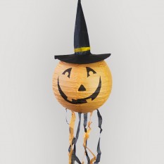 Подвесной декор 20см Тыква в шляпе (оранжевый)