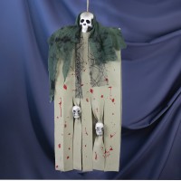 Декор для Хелловіну Примарний Череп (95см) біло-сірий з зеленим 13313