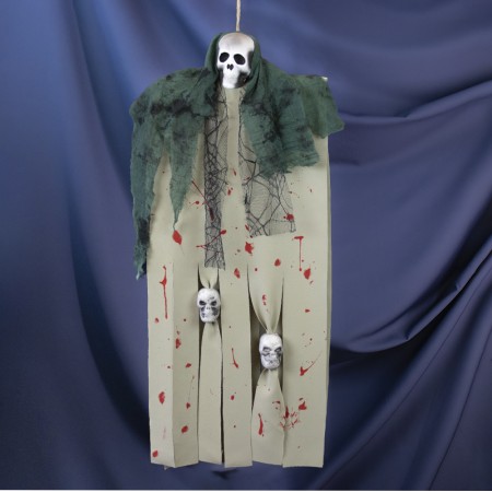 Декор для хэллоуина Призрачный Череп (95см) бело-серый с зеленым 13313