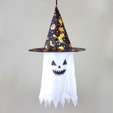 Декор подвесной Привидение в шляпе 70см (белый)