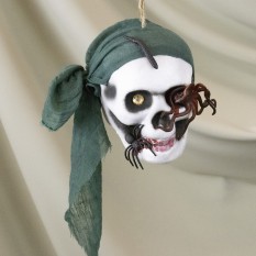 Декор подвесной череп Пират Крюк 13797 (бутылочно-зеленый)