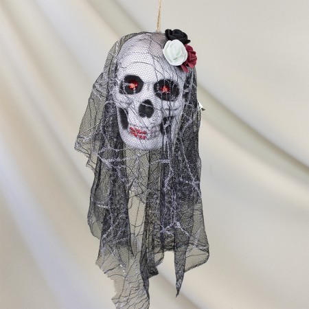 Декор подвесной череп Дева в монтилье 13809 (черный с белым)