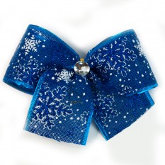 Бант рождественский со снежинками синий 1шт 11984