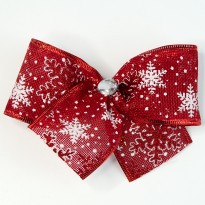 Бант рождественский со снежинками красный 1шт 9239