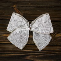 Бант рождественский с вензелями белый 1шт 11985