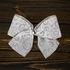 Бант рождественский с вензелями белый 1шт 11985