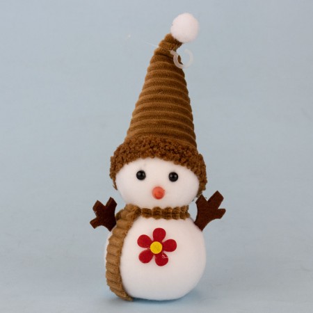 Декор новорічний Сніговик 20см з червоною квіточкою