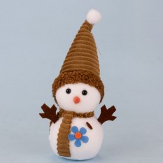 Декор новорічний Сніговик 20см із синьою квіточкою