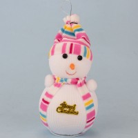 Декор новогодний Снеговик 20см в шапочке розовой