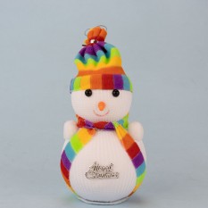 Декор новогодний Снеговик 20см в шапочке радужной