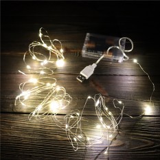 Гирлянда Роса светодиодная LED на батарейках и USB 5м