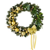 Рождественский венок 45см ПЕРЕЗВОН ЗОЛОТОЙ 13442