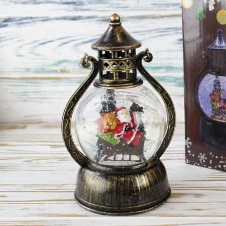 Ліхтар Новорічний LED музичний 18 см 13862А на батарейках та USB