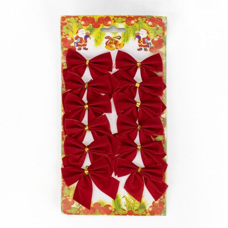 Новорічний декор Бантики оксамитові (уп. 12шт) червоний