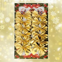 Новогодний декор Бантики (уп. 12шт) золото