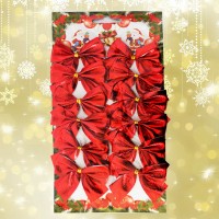 Новогодний декор Бантики (уп. 12шт) красный