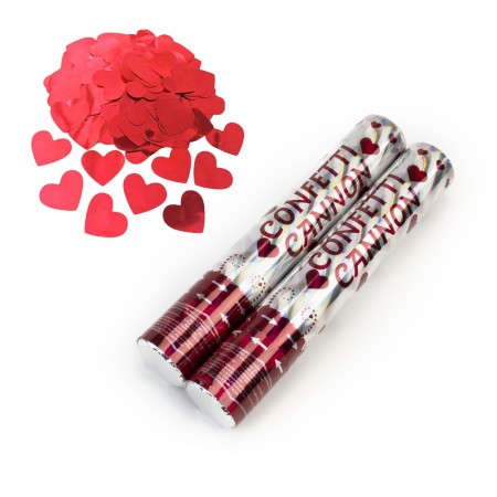 Хлопушка пневматическая 30см с сердечками (красными)