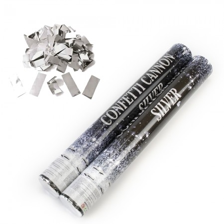 Хлопушка пневматическая 40см с прямоугольниками (серебряными)