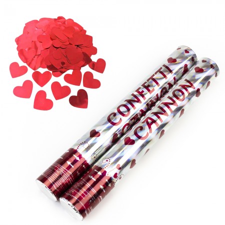 Хлопушка пневматическая 40см с сердечками (красными)