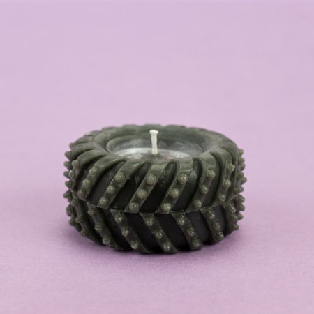 Декоративна свічка фігурна Колесо 13024 (сіра)