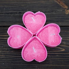 Свечи плавающие Сердце (уп. 4шт) розовые