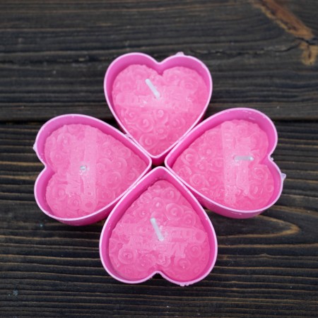 Свечи плавающие Сердце (уп. 4шт) розовые