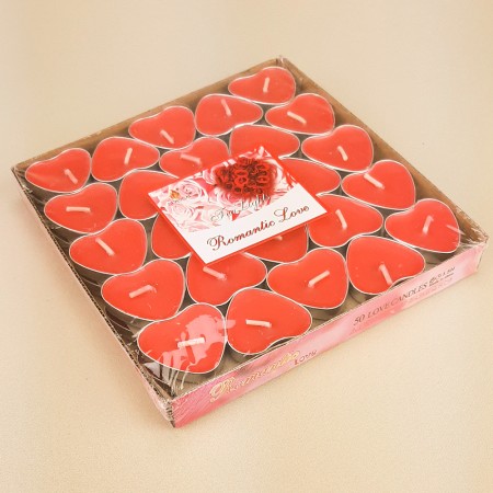 Свечи плавающие Сердце (уп. 50шт) красные