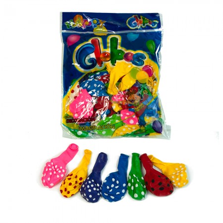 Шар воздушный Ассорти 10 дюймов в горох (уп. 50шт)