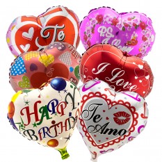 Шар 45см Сердечко с принтом Ассорти (уп. 12шт)