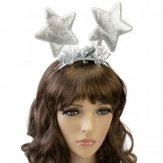 Ободок карнавальный Звездочки на пружинках (серебро)