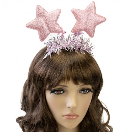 Обідок карнавальний Зірочки на пружинках 13144 (рожевий)