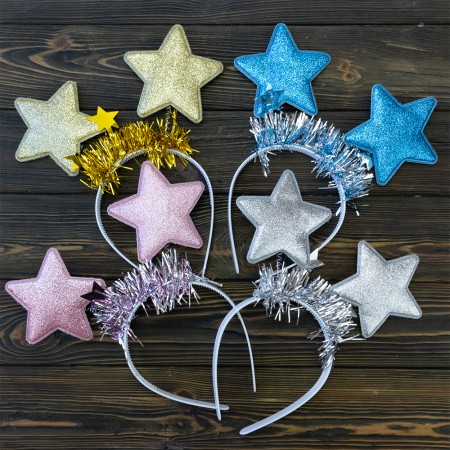 Обідок карнавальний Зірочки на пружинках 13392 (уп. 10шт)
