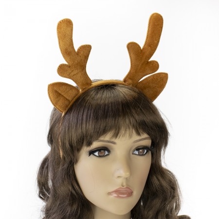 Роги Оленя на обідку різдвяні велюрові (коричневі)