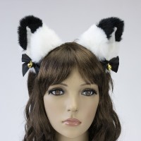Ушки Кошки аниме (белые с черным)