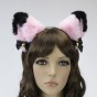 Вушки Кішки аніме (рожеві з чорним)