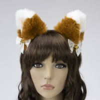 Ушки Кошки аниме (рыжие с белым)