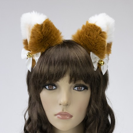 Вушки Кішки аніме (руді з білим)