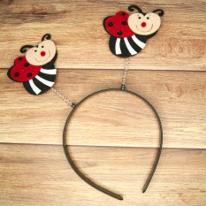 Обідок карнавальний Божа корівка на пружинках (уп. 12шт)