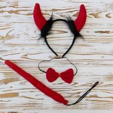 Набор Чертенок (ушки, хвост, галстук-бабочка) (красный)