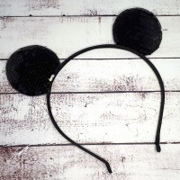 Ушки Микки Мауса с пайетками черный