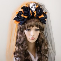 Прикраса на голову Хелловін Санта Муерте з подвійною фатою 8949