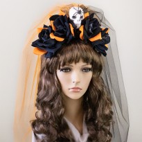 Прикраса на голову Хелловін Санта Муерте з подвійною фатою 8949