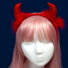 Роги Чортеня з пухом (червоні)