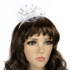 Ободок карнавальный Принцеска 13129 (серебряный)