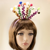 Обідок новорічний Бубончики на спіральці (різнокольоровий)