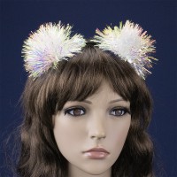 Обруч новорічний Зимові вогні з помпонами 13908