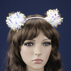 Обруч новорічний Зимове сяйво з помпонами 13909